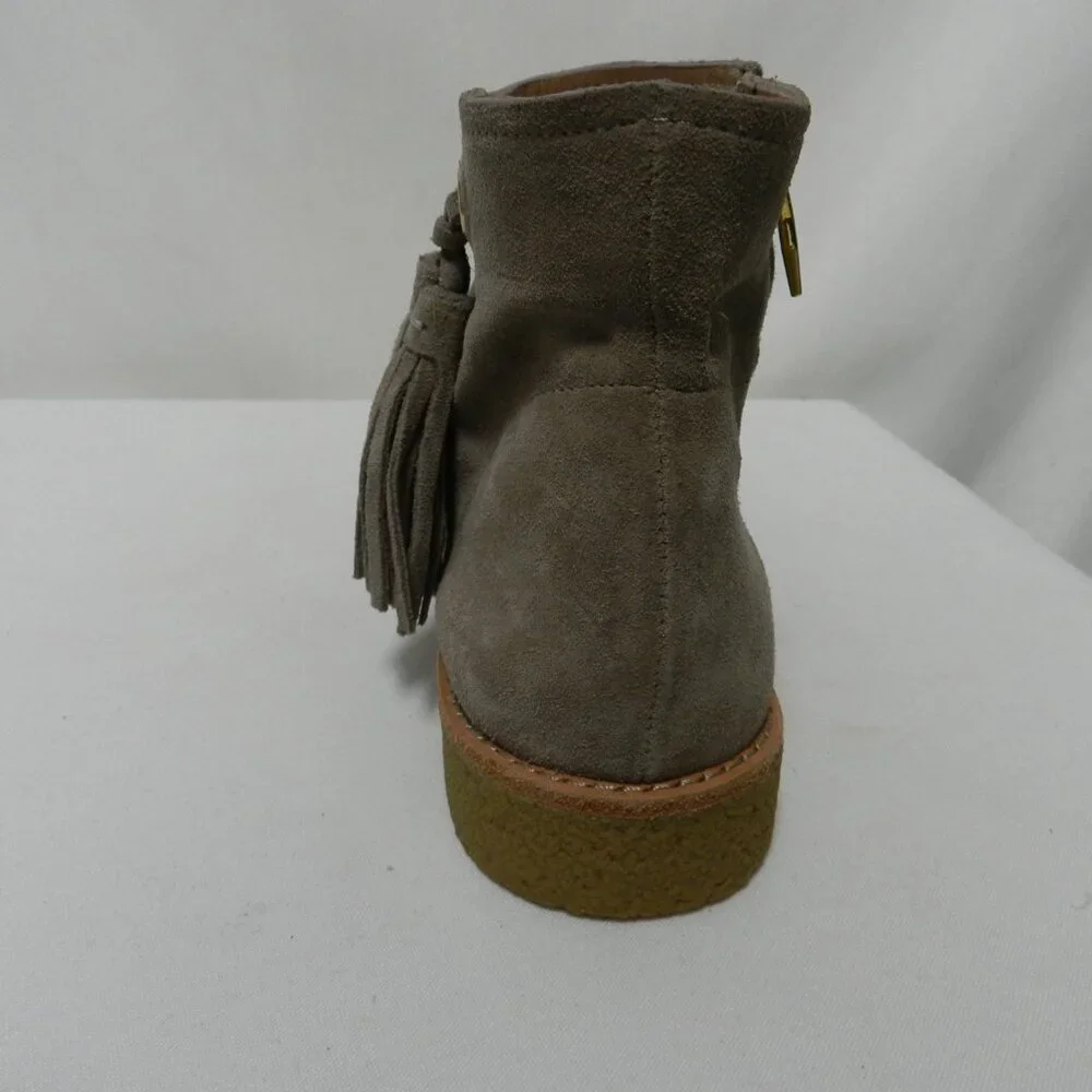 Kate Spade Bellamy Suede ankle boots booties w/tassel zip up Taupe NEW Size Sz 7